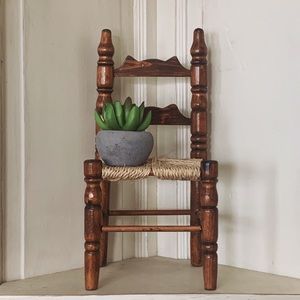 Boho Home Decor Wooden Plant Chair Stand